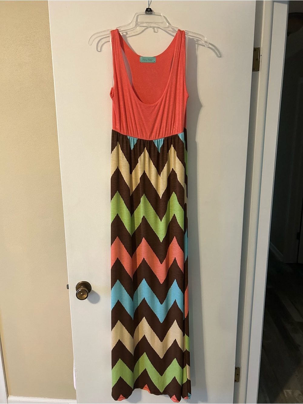 Filly Flair Coral Tank Top with Aqua Label